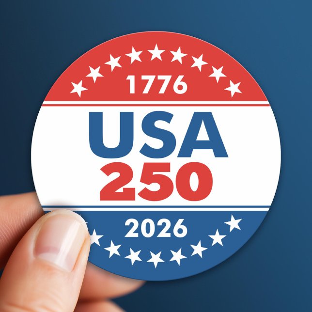USA 250 - America's Birthday Classic - 1776-2026 Classic Round Sticker (USA 250 - America's 250th Celebration 1776-2026)