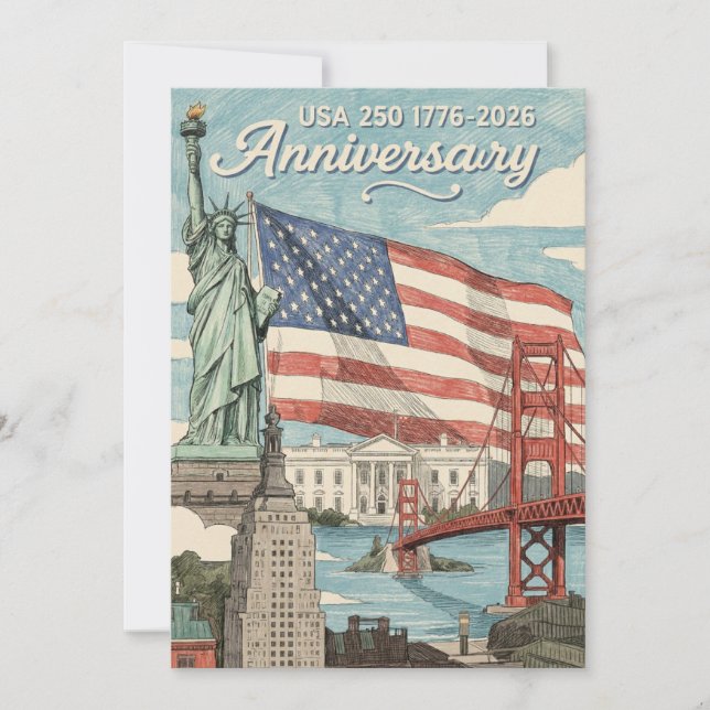 USA 250 Anniversary Patriotic American History Holiday Card (Front)