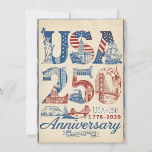 USA 250 Anniversary Vintage retro Americana  Holiday Card