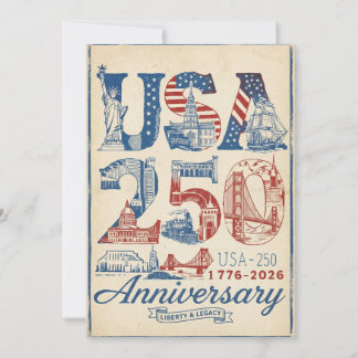 USA 250 Anniversary Vintage retro Americana Holiday Card