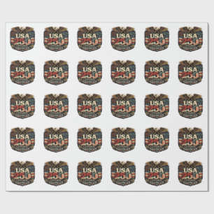 USA 250 Bald Eagle 1776-2026 Patriotic Sticker Wrapping Paper
