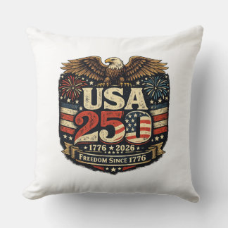 USA 250 Bald Eagle Freedom 1776-2026 Throw Pillow