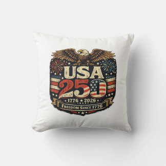 USA 250 Bald Eagle Freedom 1776-2026 Throw Pillow