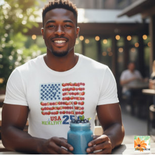 USA 250 Berry Flag Healthy Patriot T‑Shirt T-Shirt