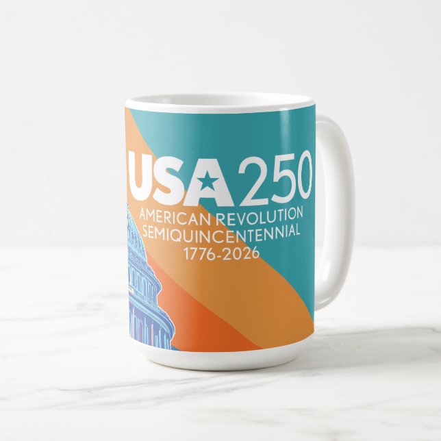 USA 250 Birthday Capital - America Celebration Coffee Mug (Front Right)