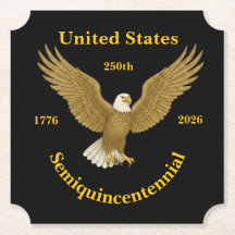 USA 250 Elegant Black Paper Coasters