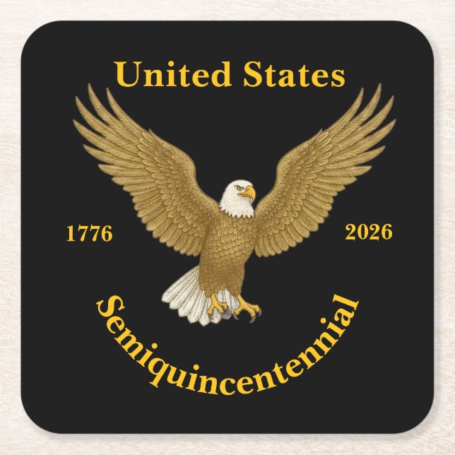 USA 250 Elegant Black Paper Coasters (Front)