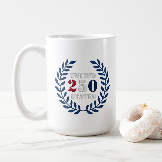 USA 250 Leaf/Heart Design Mug (With Donut)