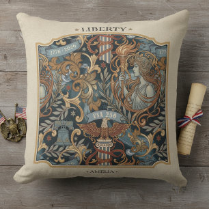 USA 250 Liberty Art Nouveau Pattern Border ID1302 Cushion