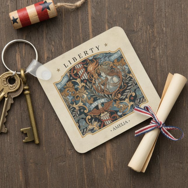 USA 250 Liberty Art Nouveau Pattern Border ID1302 Key Ring (Creator Uploaded)
