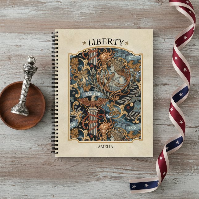 USA 250 Liberty Art Nouveau Pattern Border ID1302 Notebook (Creator Uploaded)