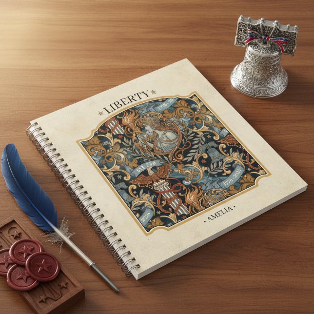 USA 250 Liberty Art Nouveau Pattern Border ID1302 Notebook (Creator Uploaded)