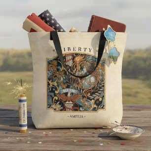USA 250 Liberty Art Nouveau Pattern Border ID1302 Tote Bag
