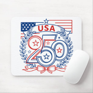 USA 250 Patriotic Anniversary Emblem Design Mouse Mat