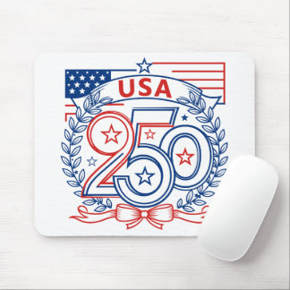 USA 250 Patriotic Anniversary Emblem Design Mouse Mat