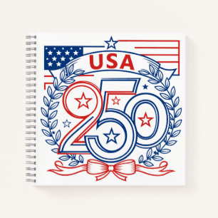 USA 250 Patriotic Anniversary Emblem Design Notebook