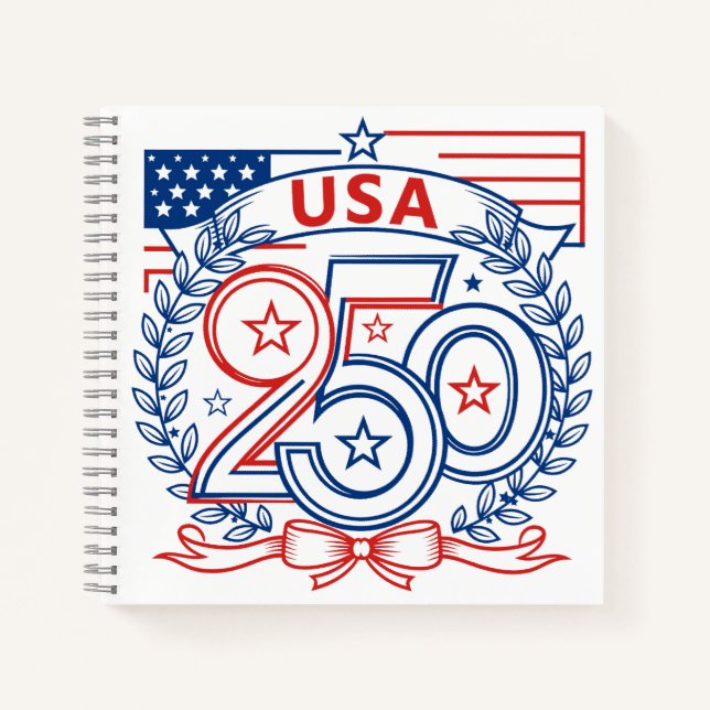 USA 250 Patriotic Anniversary Emblem Design Notebook (Front)