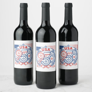 USA 250 Patriotic Anniversary Emblem Design Wine Label