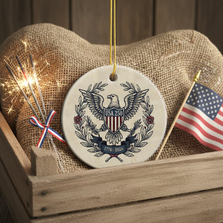 USA 250 Patriotic Eagle Heritage Motif Crm ID1299 Ceramic Tree Decoration