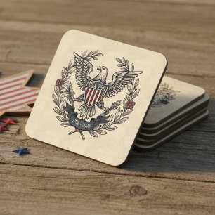 USA 250 Patriotic Eagle Heritage Motif Crm ID1299 Coaster