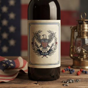 USA 250 Patriotic Eagle Heritage Motif Crm ID1299 Wine Label