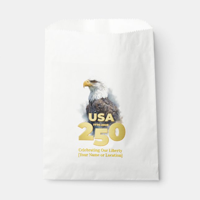 USA 250: Watercolor Eagle & Gold Favour Bags (Front)