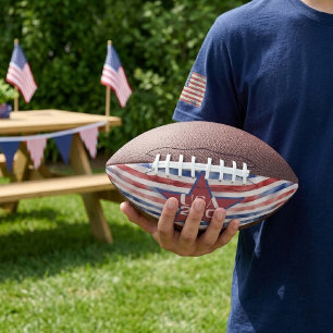 USA 250 year Anniversary Red Blue White Watercolor American Football