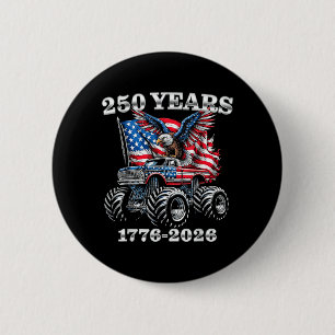 USA 250 Years 1776-2026 Eagle Monster Truck Boys 6 Cm Round Badge
