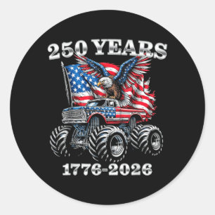 USA 250 Years 1776-2026 Eagle Monster Truck Boys Classic Round Sticker