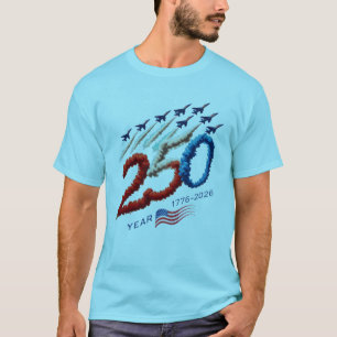 USA 250 Years Anniversary Jet Formation Patriotic T-Shirt