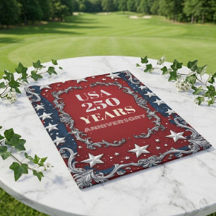 USA 250 Years Anniversary Vintage Silver Stars Art Golf Towel