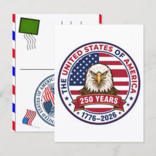 USA 250 Years Celebration: America 1776–2026 Holiday Postcard