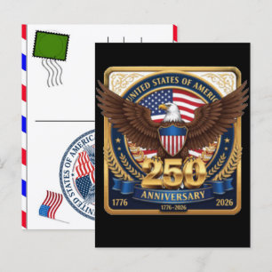 USA 250 Years Celebration: America 1776–2026 Holiday Postcard