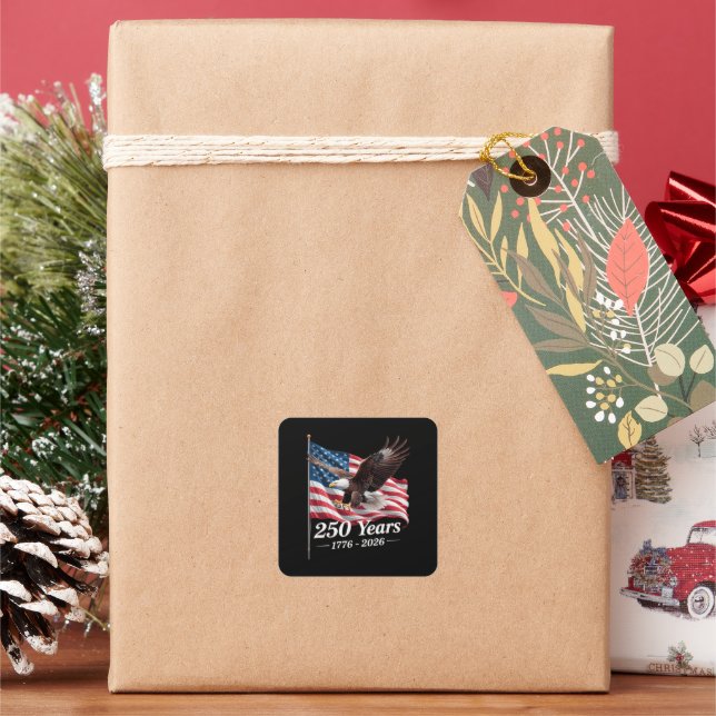 USA 250 Years Eagle 1776-2026 Flag Square Sticker (Holiday)