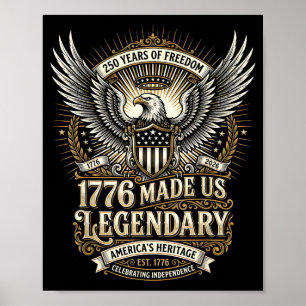 Usa 250 years fourth of july patriotic 1776 poster