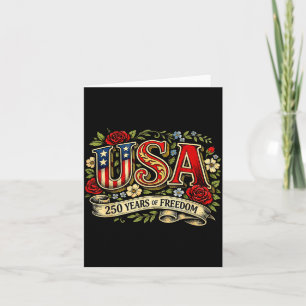 Usa 250 Years Freedom Floral Illustration Card