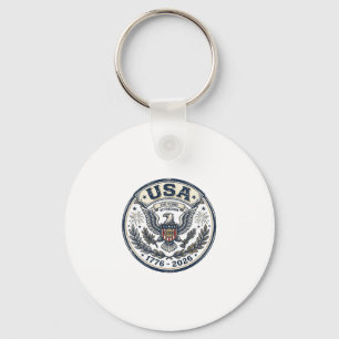 USA 250 Years Freedom Vintage Eagle Badge Shirt_1 Key Ring