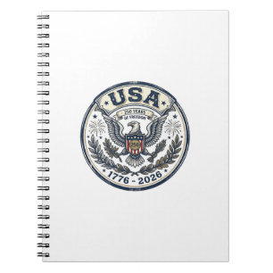 USA 250 Years Freedom Vintage Eagle Badge Shirt_1 Notebook