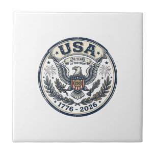 USA 250 Years Freedom Vintage Eagle Badge Shirt_1 Tile