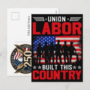 USA 250 Years Labour Day Celebration Holiday Postcard