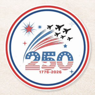 USA 250 Years of Freedom Celebration Design Round Paper Coaster