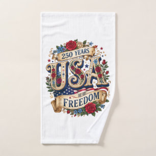 usa 250 years of freedom floral americana hand towel