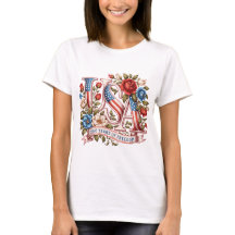 USA 250 Years of Freedom Floral Patriotic Vintage