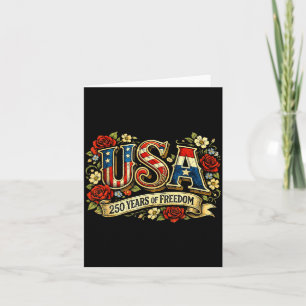 Usa 250 years of freedom floral rose patriotic card