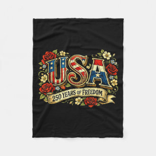 Usa 250 years of freedom floral rose patriotic fleece blanket