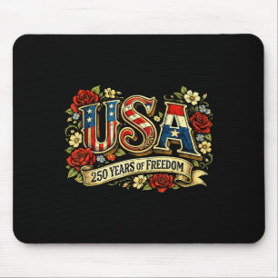Usa 250 years of freedom floral rose patriotic mouse mat