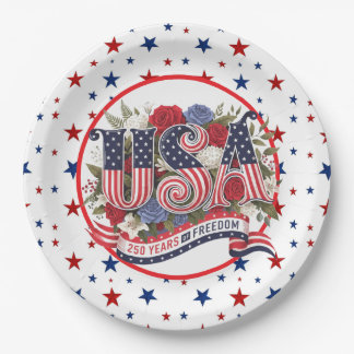 USA 250 Years Of Freedom  Paper Plate
