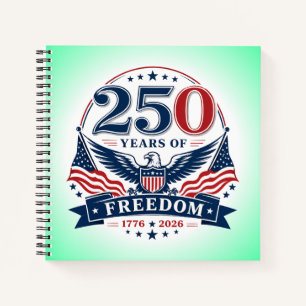 USA 250 Years Of Freedom Patriotic Eagle Design Notebook