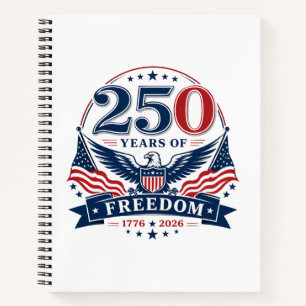 USA 250 Years Of Freedom Patriotic Eagle Design Notebook