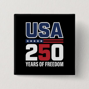 USA 250 Years Of Freedom Patriotic Flag Design 15 Cm Square Badge